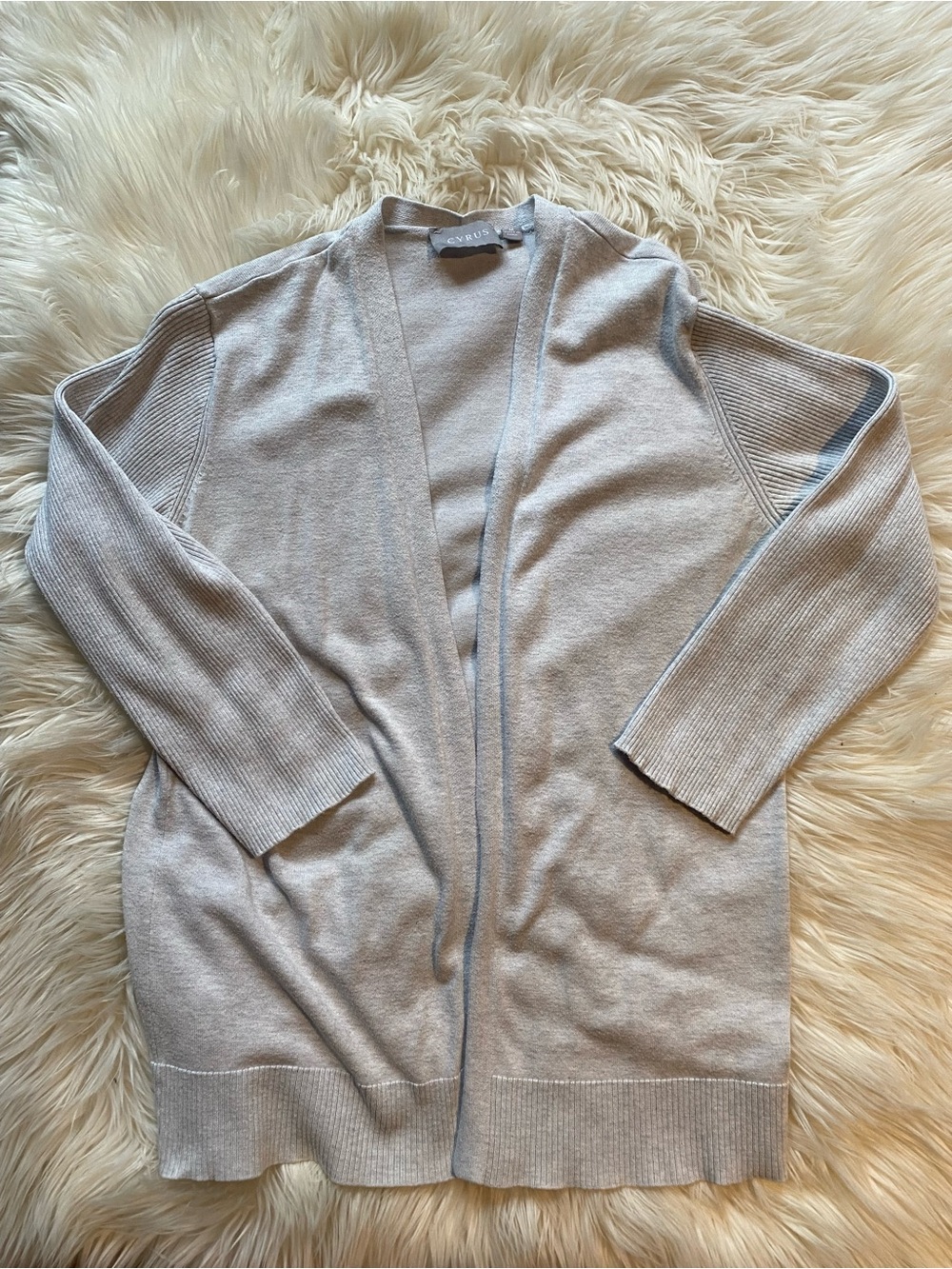 Cyrus Light Gray Open-Front Cardigan Medium
